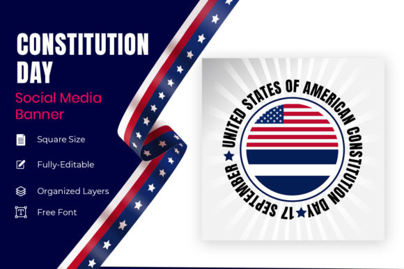 Constitution Day Icon for Web Social