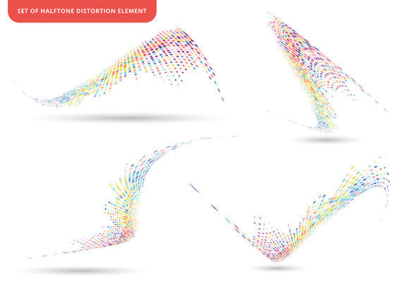 Set Abstract Elements Colorful Halftone: A Versatile Vector Illustration for Designers