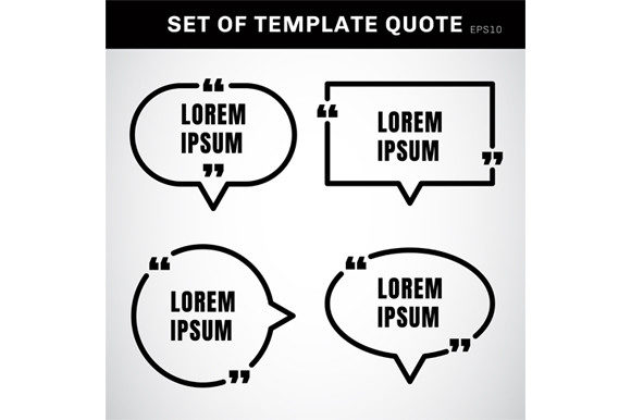 Set Black Quote Speech Bubble Message for Professional and Creative Workflows